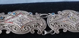 Antique Vintage 1920-s Silver 800 Enameled Bracelet 7 inch   - 17. 16  grams - £86.06 GBP