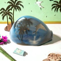 Souvenir Cowrie Shell Paperweight Vintage Souvenir Dolphin Seashell Tropical - £9.66 GBP