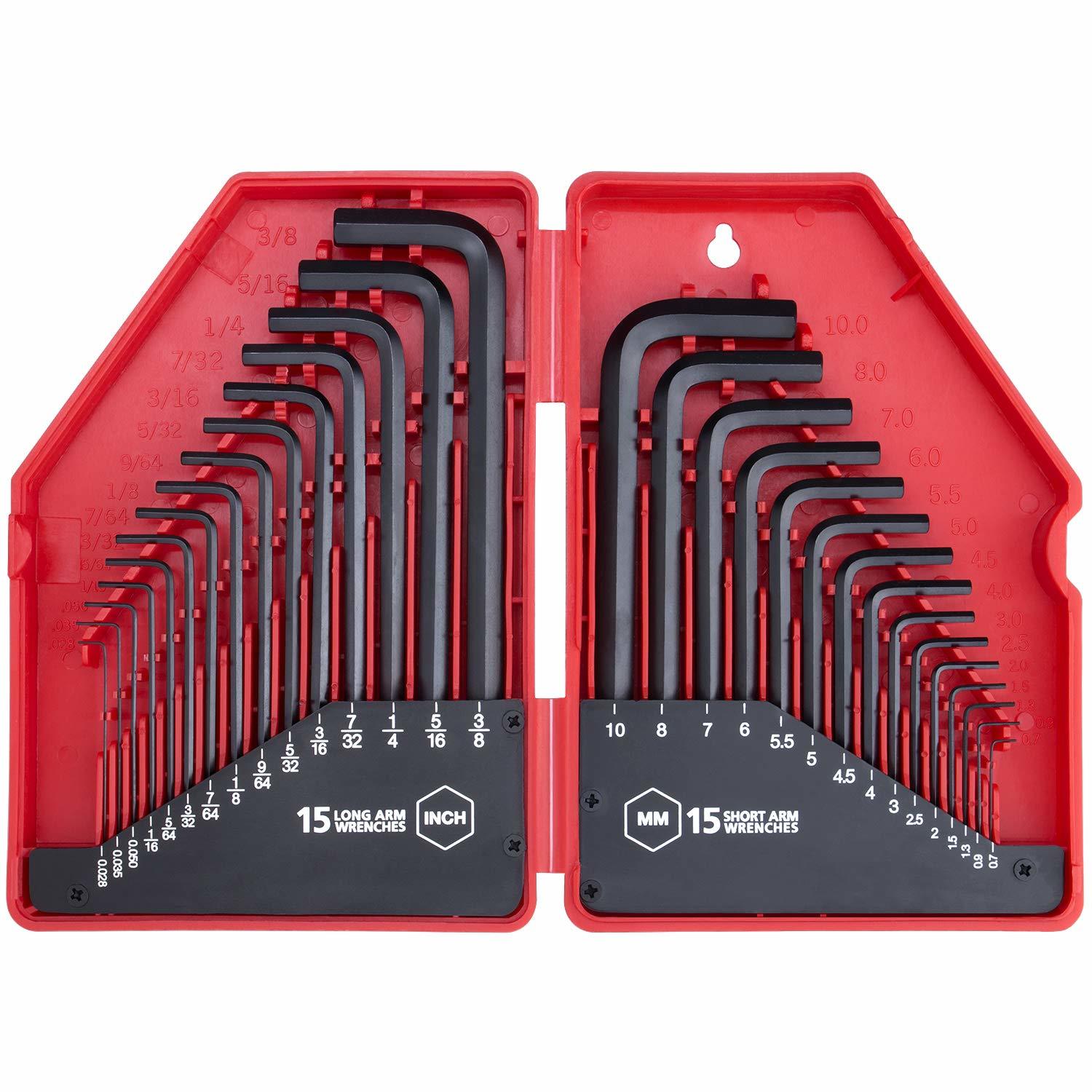 Primary image for 30-Piece Premium Hex Key Allen Wrench Set, Sae And Metric Assortment, L Shape, C