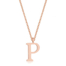 Elaina Rose Gold Stainless Steel P Initial Necklace - $25.49