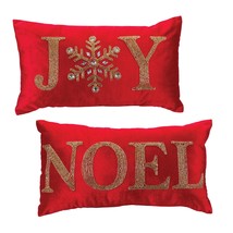 Joy and Noel Pillow (Set of 2) 19&quot;L x 12&quot;H Polyester - £52.42 GBP