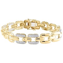 8.50&quot; Puff Anchor Link Bracelet 1 ct Brilliant Moissanite 14K Yellow Gold Plated - £129.56 GBP