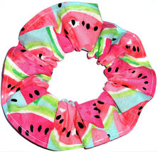 Watermelon Slices  on Blue Fabric Scrunchie Scrunchies by Sherry  - £5.60 GBP