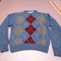 Vintage McGregor Sweater Men Medium Blue Diamond Grandpa 80s Crew Neck - £25.34 GBP