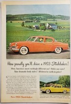 1953 Print Ad Studebaker Land Cruiser V-8 Red 4-Door &amp; Starlight 2-Door Yellow - £12.63 GBP