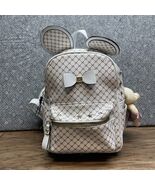Mouse Ear Bag Gold Stars Zip Up Mini Backpack White X Design Cream Bow L... - $272.22 MXN