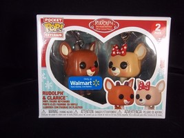Funko Pocket Pop 2 pack Rudolph Reindeer &amp; Clarice Keyrings Walmart Exc ... - £11.37 GBP
