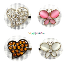 4 Pack Amber Pink Rose White Floral Heart Swarovski element crystal bobby pins - $9,999.00
