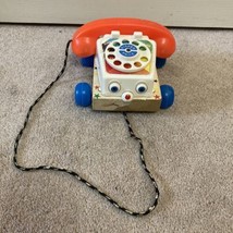 Vintage 1961 Fisher Price Chatter Telephone Pull Toy W/ Moving Eyes #747 USA - $14.60