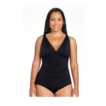 Time and Tru Womens Solid Black Plunge V-Neck One Piece Swimsuit, Size 3... - £12.59 GBP