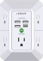 Wall Charger Surge Protector 5 Outlet Extender with 4 USB Charging Ports 4. Tota - £24.30 GBP