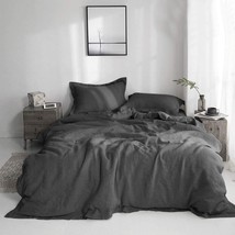 Simple&amp;Opulence 100% Linen Duvet Cover Set with Embroidery Washed - 3 Pieces (1 - £152.45 GBP