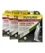 Futuro M White Anti Embolism Thigh Length Stocking Closed Toe 55300  3 Pack - $22.34