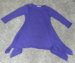 Womens Shirt Attitudes Purple Asymmetrical Hem 3/4 Sleeve Tunic Top-size S - £8.61 GBP