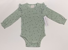 Baby Girl Long Sleeves Fleece Ruffled Bodysuit Hearts Green 12M, 18M Mon... - £7.98 GBP