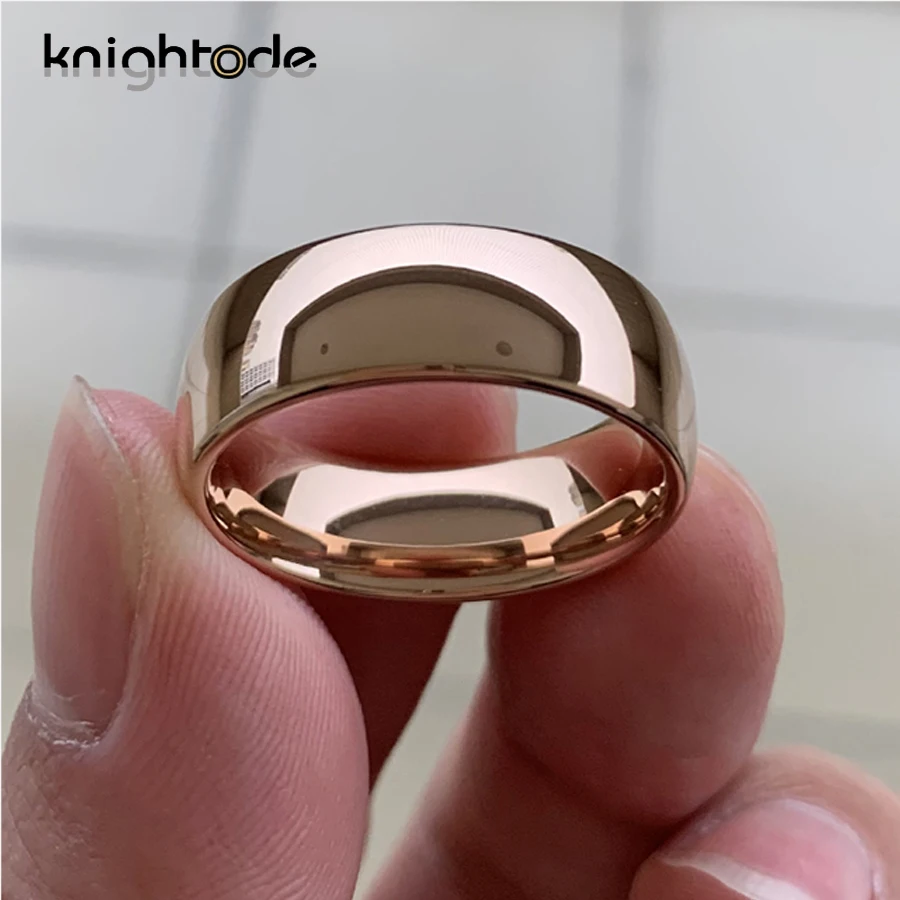 Classic Rose Gold Tungsten Wedding Ring For Women Men Tungsten Carbide Engagemen - £22.06 GBP