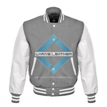 Top Baseball Varsity College Wool Jacket with White Real Leather Sleeves - £54.80 GBP+