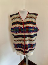 VTG Woolrich Pattern Colorful Cardigan Knit Sweater Vest Zip Hand Framed... - $546.25 MXN