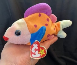 TY Beanie Baby Stuffed Animal Stuffed Plush LIPS the Fish Vintage 1999 8” - £4.51 GBP