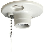 White Porcelain LAMPHOLDER Fixture with pull chain Medium Base LEVITON 2... - £18.34 GBP