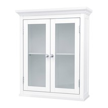 Classic 2-Door Bathroom Wall Cabinet in White Finish - £144.11 GBP