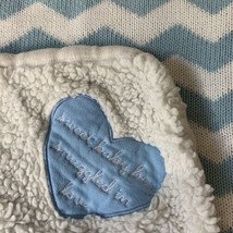 Hallmark Sweet Baby Boy Snuggled In Love Baby Blanket Blue White Chevron Heart - £24.30 GBP