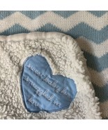 Hallmark Sweet Baby Boy Snuggled In Love Baby Blanket Blue White Chevron... - $30.82