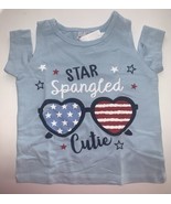 Baby Girl Shirt Tops Star Spangled Hearts Cutie Split Sleeves Design NEW... - $12.57 CAD
