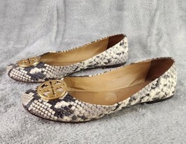 Tory Burch Chelsea Shoes Womens Size 7.5 Stamped Snake Print Casual Ballet Flats - £106.80 GBP