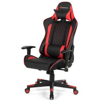 Massage Gaming Chair with Lumbar Support and Headrest-Red - Color: Red - £199.21 GBP