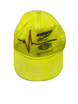 Vintage Corvette Hat Snapback Cap Made USA Chevrolet Heartbeat 90s Neon Yellow - £19.48 GBP