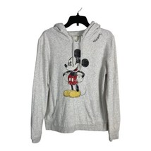 Disney H&amp;M Womens Shirt Adult Size Medium Mickey Mouse Hoodie White Pockets - £40.41 GBP