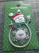 Christmas Snowman  Personalized &quot;Tyler&quot; Collectable Silver Ornament Ganz New - £20.14 GBP
