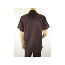 Men 2pc Walking Leisure Suit Short Sleeves By DREAMS 256-02 Solid Brown image 4