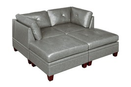 Altea 4 Piece Modular Sofa Upholstered in Grey Top Grain Leather - £1,003.04 GBP