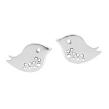 Adorable and Romantic Lovebirds Sterling Silver Stud Earrings - £7.73 GBP