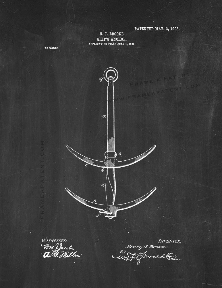 Primary image for Ship's Anchor Patent Print - Chalkboard