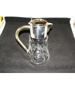 Vintage Glass Pitcher with Silver Plated Top, with spout strainer, 2.25 ... - £19.46 GBP