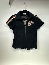 Harley Davidson Motorcycles  Women&#39;s Full Zip Short Sleeve Shirt Size Medium - £23.71 GBP
