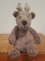 Jellycat Bashful Reindeer Plush 8” Brown Stuffed Animal Deer Moose Black Nose - £18.55 GBP