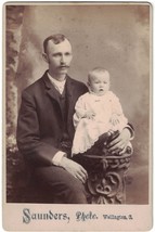 Cabinet Photo of Father with Son, Interesting - Wellington, Col. - £6.85 GBP