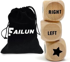 3Pcs Left Right Center Game Dice 1 inch Wooden Dice with Bag Easy to Store and C - £14.91 GBP