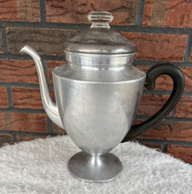 Vintage Silver Gooseneck Teapot Lid 8 Cup Could Percolator Coffee W/Bask... - $37.05