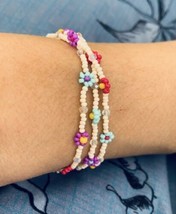 Daisy Flower Wrap Bracelet Necklace Summer Style Boho Crystal Accents Y2K New - £13.16 GBP