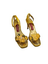 Vintage Y2K Andrea Pfister CoutureCanary Yellow Open Toe Heels 8 - $49.50