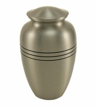 Solid Brass Classic Pewter Color Large Funeral Cremation Urn, 195 Cubic Inches - £155.58 GBP