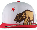 Dissizit! Side Bear White Red Brim Snapback Cap Hat California Star Flag - $18.74