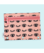 Yoobi Brand ~ Binder Zip Case ~ Coral &amp; Black in Color ~ Eyes &amp; Winking - €17,12 EUR