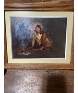 Native American Etchings Foil Engraving Art  Framed Indian Woman By Fire... - $322.22 MXN
