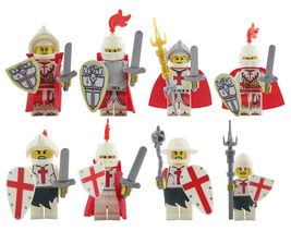 Medieval Castle Red Cross Knights 8pcs Assortment Minifigure Building Blocks - £13.33 GBP